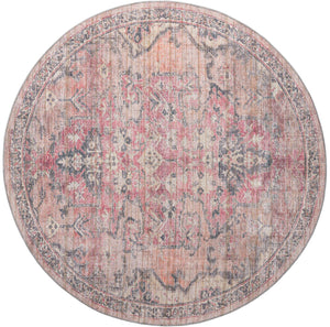 Beige pink 8' x 8' Nostalgia Washable Round Rug