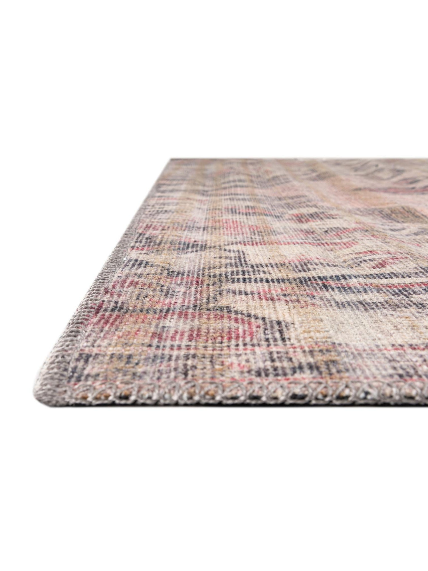 Washable Beige pink 2' 7 x 19' 8 Nostalgia Runner Area Rug Easy to Clean Stain Resistant & Durable Polyester Chenille Vintage Distressed Carpet for Sale at Rug Engine