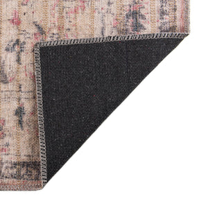 Washable Beige pink 2' x 8' Nostalgia Runner Area Rug Easy to Clean Stain Resistant & Durable Polyester Chenille Vintage Distressed Carpet for Sale at Rug Engine