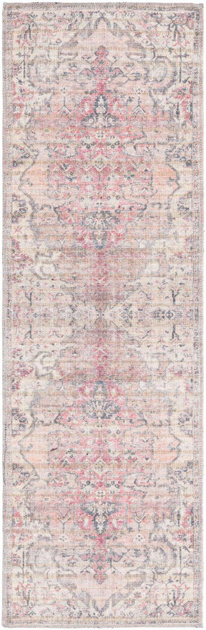 Beige pink 2' x 6' Nostalgia Washable Runner Rug