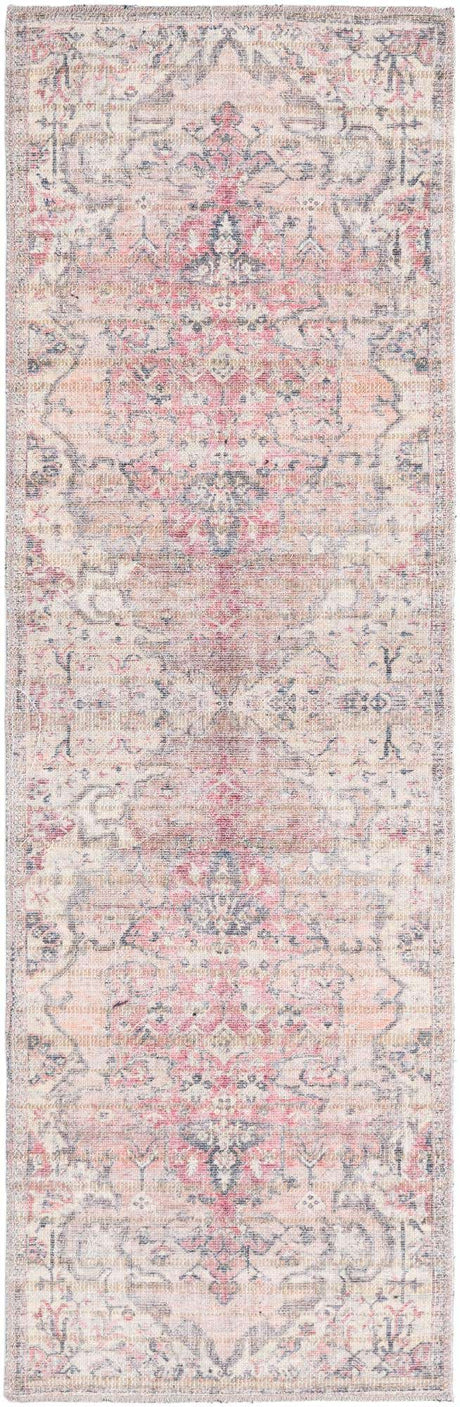 Beige pink 2' x 6' Nostalgia Washable Runner Rug
