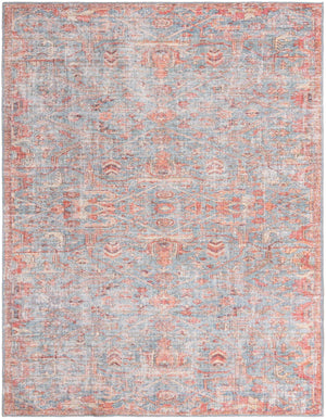 Washable Antique Blue 9' 2 x 12' Nostalgia Washable Rectangle Area Rug Easy to Clean Stain Resistant & Durable Polyester Chenille Vintage Distressed Carpet for Sale at Rug Engine
