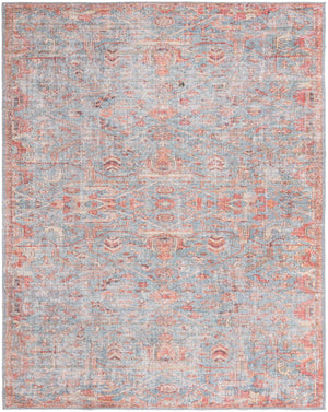 Washable Antique Blue 8' x 10' Nostalgia Washable Rectangle Area Rug Easy to Clean Stain Resistant & Durable Polyester Chenille Vintage Distressed Carpet for Sale at Rug Engine