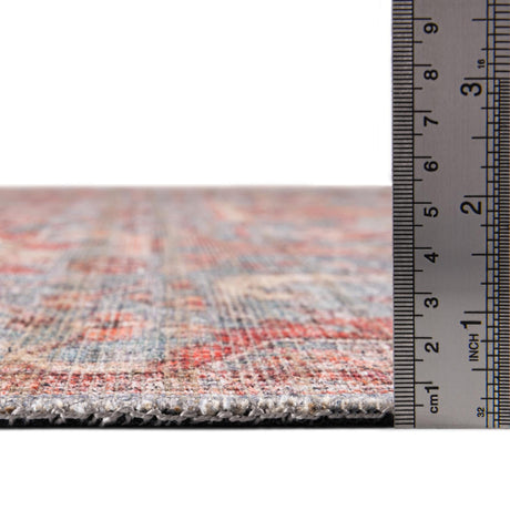 Washable Antique Blue 10' 6 x 13' Nostalgia Washable Rectangle Area Rug Easy to Clean Stain Resistant & Durable Polyester Chenille Vintage Distressed Carpet for Sale at Rug Engine