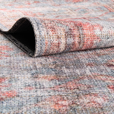 Washable Antique Blue 8' x 10' Nostalgia Washable Rectangle Area Rug Easy to Clean Stain Resistant & Durable Polyester Chenille Vintage Distressed Carpet for Sale at Rug Engine