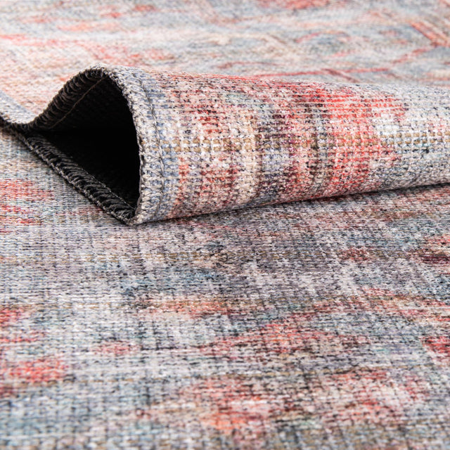 Washable Antique Blue 8' x 10' Nostalgia Washable Rectangle Area Rug Easy to Clean Stain Resistant & Durable Polyester Chenille Vintage Distressed Carpet for Sale at Rug Engine
