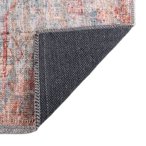 Washable Antique Blue 9' 2 x 12' Nostalgia Washable Rectangle Area Rug Easy to Clean Stain Resistant & Durable Polyester Chenille Vintage Distressed Carpet for Sale at Rug Engine