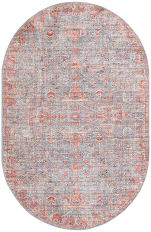 Antique Blue 5' 3 x 8' Nostalgia Washable Oval Rug