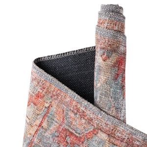 Washable Antique Blue 7' 10 x 7' 10 Nostalgia Square Area Rug Easy to Clean Stain Resistant & Durable Polyester Chenille Vintage Distressed Carpet for Sale at Rug Engine