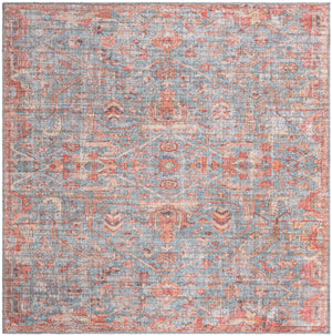 Washable Antique Blue 7' 3 x 7' 3 Nostalgia Square Area Rug Easy to Clean Stain Resistant & Durable Polyester Chenille Vintage Distressed Carpet for Sale at Rug Engine