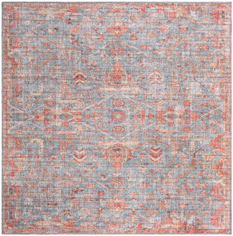 Washable Antique Blue 7' 3 x 7' 3 Nostalgia Square Area Rug Easy to Clean Stain Resistant & Durable Polyester Chenille Vintage Distressed Carpet for Sale at Rug Engine