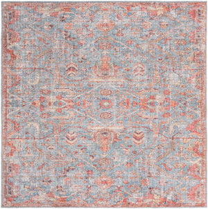 Washable Antique Blue 7' 10 x 7' 10 Nostalgia Square Area Rug Easy to Clean Stain Resistant & Durable Polyester Chenille Vintage Distressed Carpet for Sale at Rug Engine