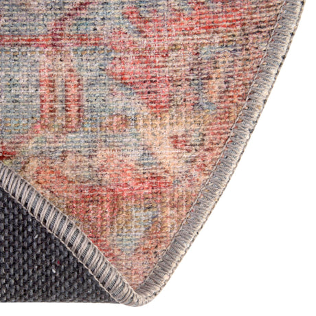 Washable Antique Blue 7' 10 x 7' 10 Nostalgia Round Area Rug Easy to Clean Stain Resistant & Durable Polyester Chenille Vintage Distressed Carpet for Sale at Rug Engine