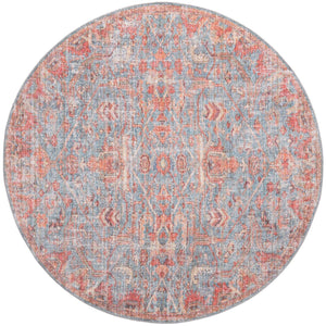 Washable Antique Blue 7' 10 x 7' 10 Nostalgia Round Area Rug Easy to Clean Stain Resistant & Durable Polyester Chenille Vintage Distressed Carpet for Sale at Rug Engine