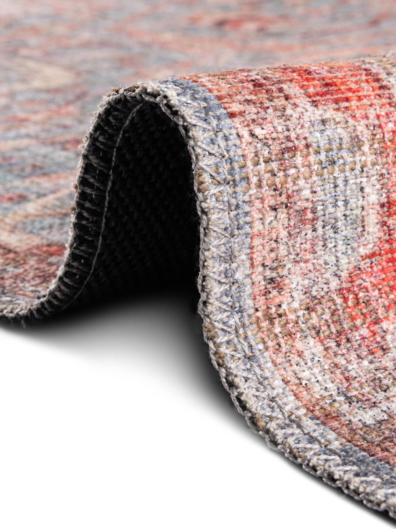 Washable Antique Blue 7' 10 x 7' 10 Nostalgia Octagon Area Rug Easy to Clean Stain Resistant & Durable Polyester Chenille Vintage Distressed Carpet for Sale at Rug Engine