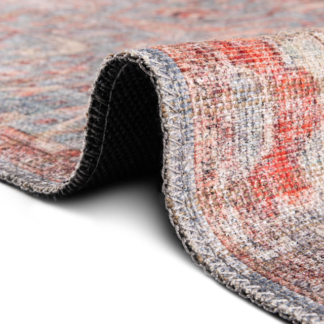 Washable Antique Blue 7' 10 x 7' 10 Nostalgia Octagon Area Rug Easy to Clean Stain Resistant & Durable Polyester Chenille Vintage Distressed Carpet for Sale at Rug Engine