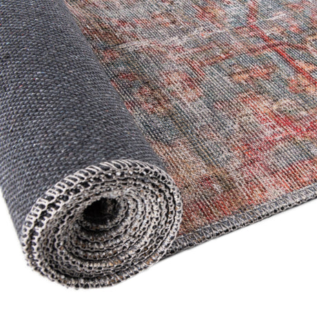 Washable Antique Blue 7' 10 x 7' 10 Nostalgia Octagon Area Rug Easy to Clean Stain Resistant & Durable Polyester Chenille Vintage Distressed Carpet for Sale at Rug Engine