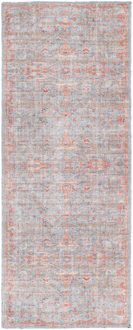Antique Blue 2' x 5' Nostalgia Washable Runner Rug