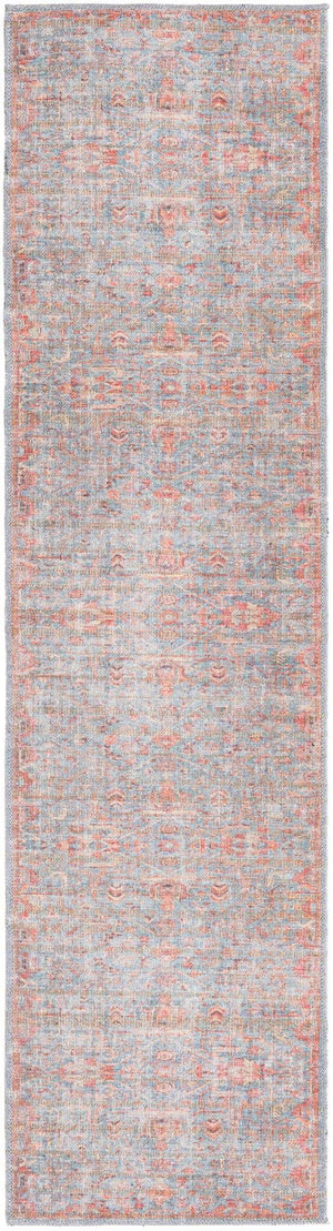 Washable Antique Blue 2' x 7' 10 Nostalgia Runner Area Rug Easy to Clean Stain Resistant & Durable Polyester Chenille Vintage Distressed Carpet for Sale at Rug Engine
