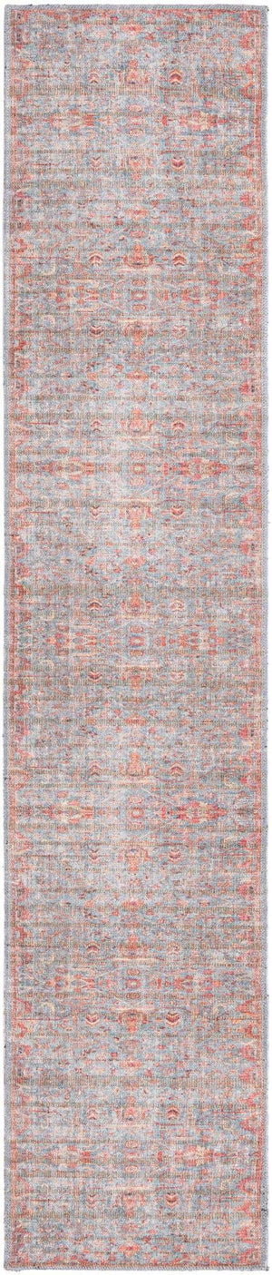 Washable Antique Blue 2' x 10' Nostalgia Runner Area Rug Easy to Clean Stain Resistant & Durable Polyester Chenille Vintage Distressed Carpet for Sale at Rug Engine