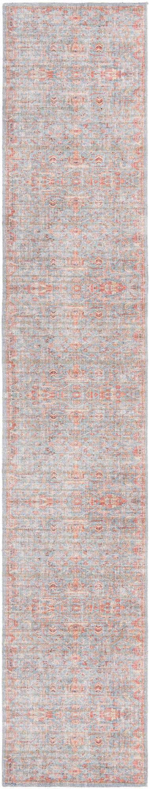 Washable Antique Blue 2' 7 x 14' Nostalgia Runner Area Rug Easy to Clean Stain Resistant & Durable Polyester Chenille Vintage Distressed Carpet for Sale at Rug Engine
