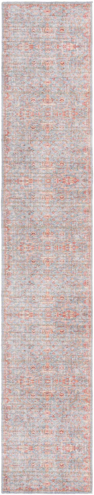 Washable Antique Blue 2' 7 x 14' Nostalgia Runner Area Rug Easy to Clean Stain Resistant & Durable Polyester Chenille Vintage Distressed Carpet for Sale at Rug Engine