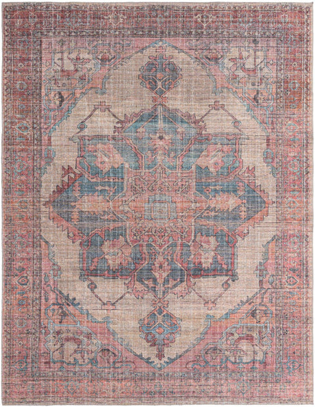 Washable Antique Beige 9' 2 x 12' Nostalgia Rectangle Area Rug Easy to Clean Stain Resistant & Durable Polyester Chenille Vintage Distressed Carpet for Sale at Rug Engine