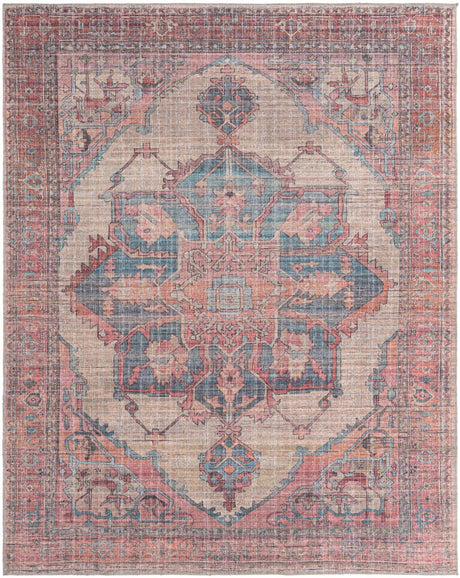 Washable Antique Beige 7' 10 x 10' Nostalgia Rectangle Area Rug Easy to Clean Stain Resistant & Durable Polyester Chenille Vintage Distressed Carpet for Sale at Rug Engine