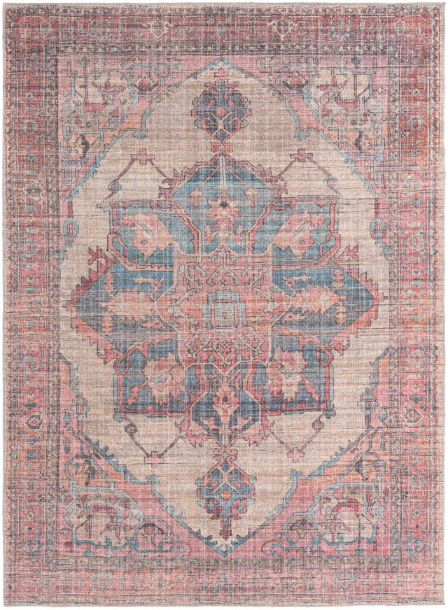 Washable Antique Beige 7' 3 x 10' Nostalgia Washable Rectangle Area Rug Easy to Clean Stain Resistant & Durable Polyester Chenille Vintage Distressed Carpet for Sale at Rug Engine