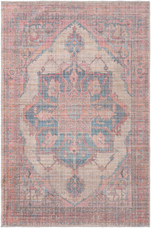 Washable Antique Beige 6' x 9' Nostalgia Washable Rectangle Area Rug Easy to Clean Stain Resistant & Durable Polyester Chenille Vintage Distressed Carpet for Sale at Rug Engine