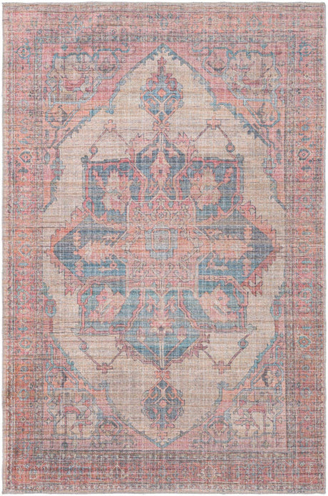 Washable Antique Beige 6' x 9' Nostalgia Washable Rectangle Area Rug Easy to Clean Stain Resistant & Durable Polyester Chenille Vintage Distressed Carpet for Sale at Rug Engine