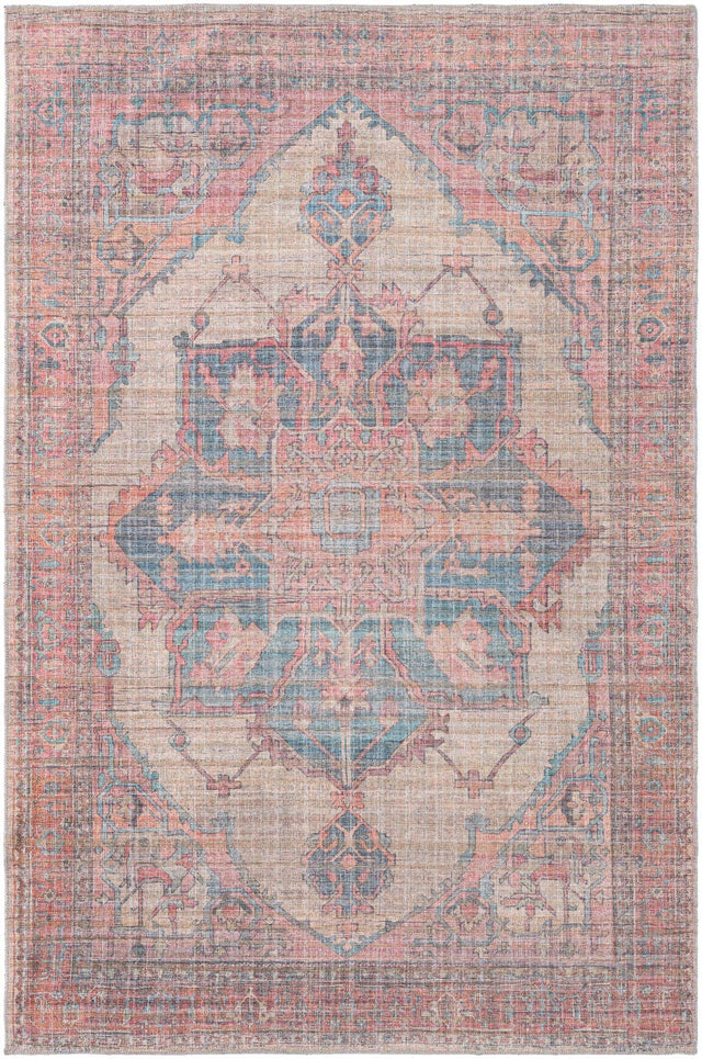 Washable Antique Beige 6' x 9' Nostalgia Washable Rectangle Area Rug Easy to Clean Stain Resistant & Durable Polyester Chenille Vintage Distressed Carpet for Sale at Rug Engine
