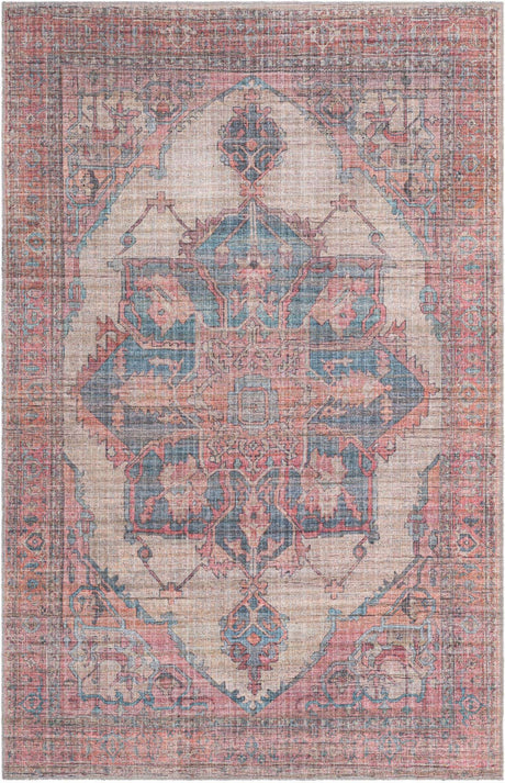 Washable Antique Beige 5' 3 x 8' Nostalgia Rectangle Area Rug Easy to Clean Stain Resistant & Durable Polyester Chenille Vintage Distressed Carpet for Sale at Rug Engine
