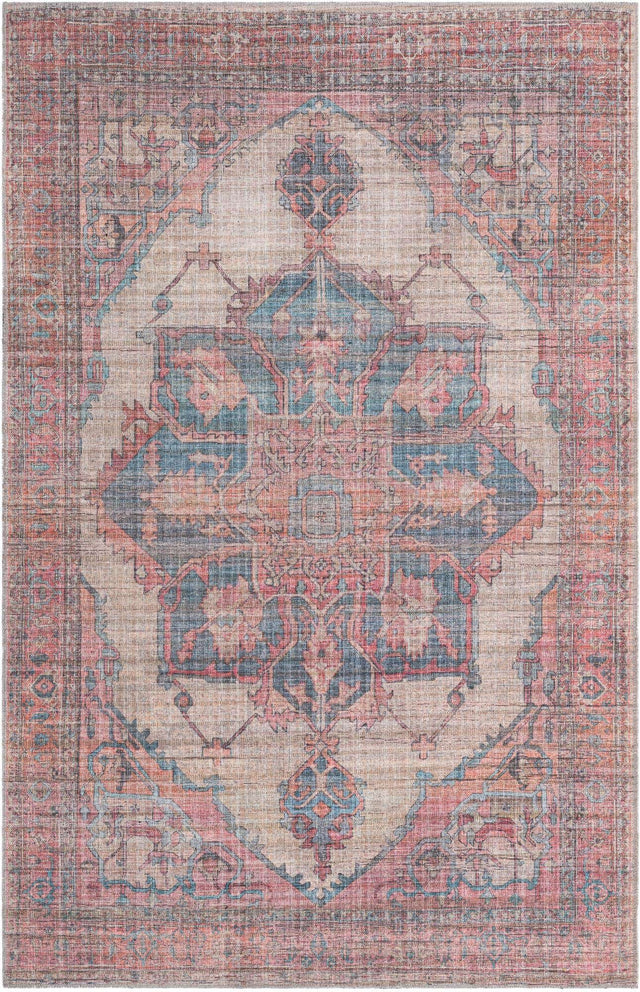 Washable Antique Beige 5' 3 x 8' Nostalgia Rectangle Area Rug Easy to Clean Stain Resistant & Durable Polyester Chenille Vintage Distressed Carpet for Sale at Rug Engine