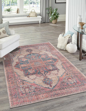 Washable Antique Beige 3' 11 x 6' Nostalgia Rectangle Area Rug Easy to Clean Stain Resistant & Durable Polyester Chenille Vintage Distressed Carpet for Sale at Rug Engine