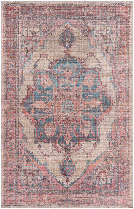 Washable Antique Beige 3' 11 x 6' Nostalgia Rectangle Area Rug Easy to Clean Stain Resistant & Durable Polyester Chenille Vintage Distressed Carpet for Sale at Rug Engine