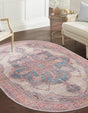 Washable Antique Beige 5' 3 x 8' Nostalgia Oval Area Rug Easy to Clean Stain Resistant & Durable Polyester Chenille Vintage Distressed Carpet for Sale at Rug Engine