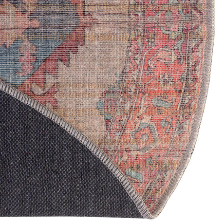 Washable Antique Beige 3' 3 x 3' 3 Nostalgia Round Area Rug Easy to Clean Stain Resistant & Durable Polyester Chenille Vintage Distressed Carpet for Sale at Rug Engine