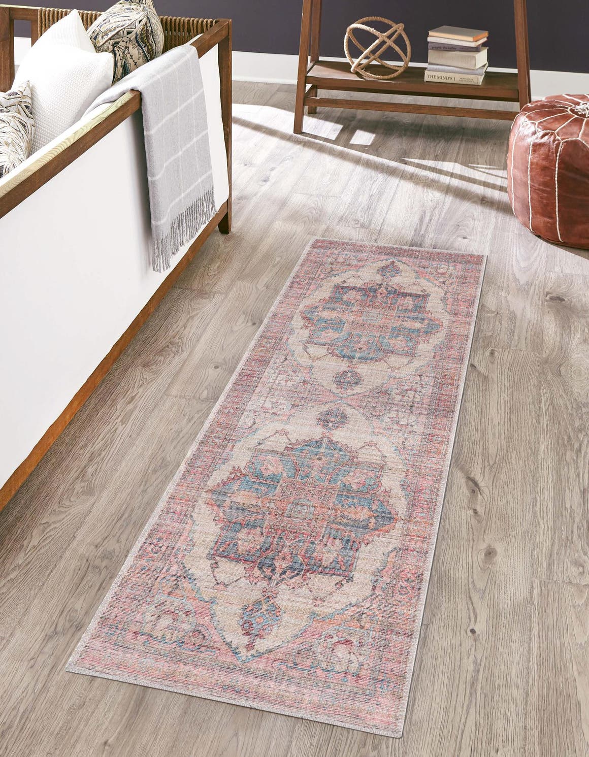 Washable Antique Beige 2' 7 x 14' Nostalgia Runner Area Rug Easy to Clean Stain Resistant & Durable Polyester Chenille Vintage Distressed Carpet for Sale at Rug Engine