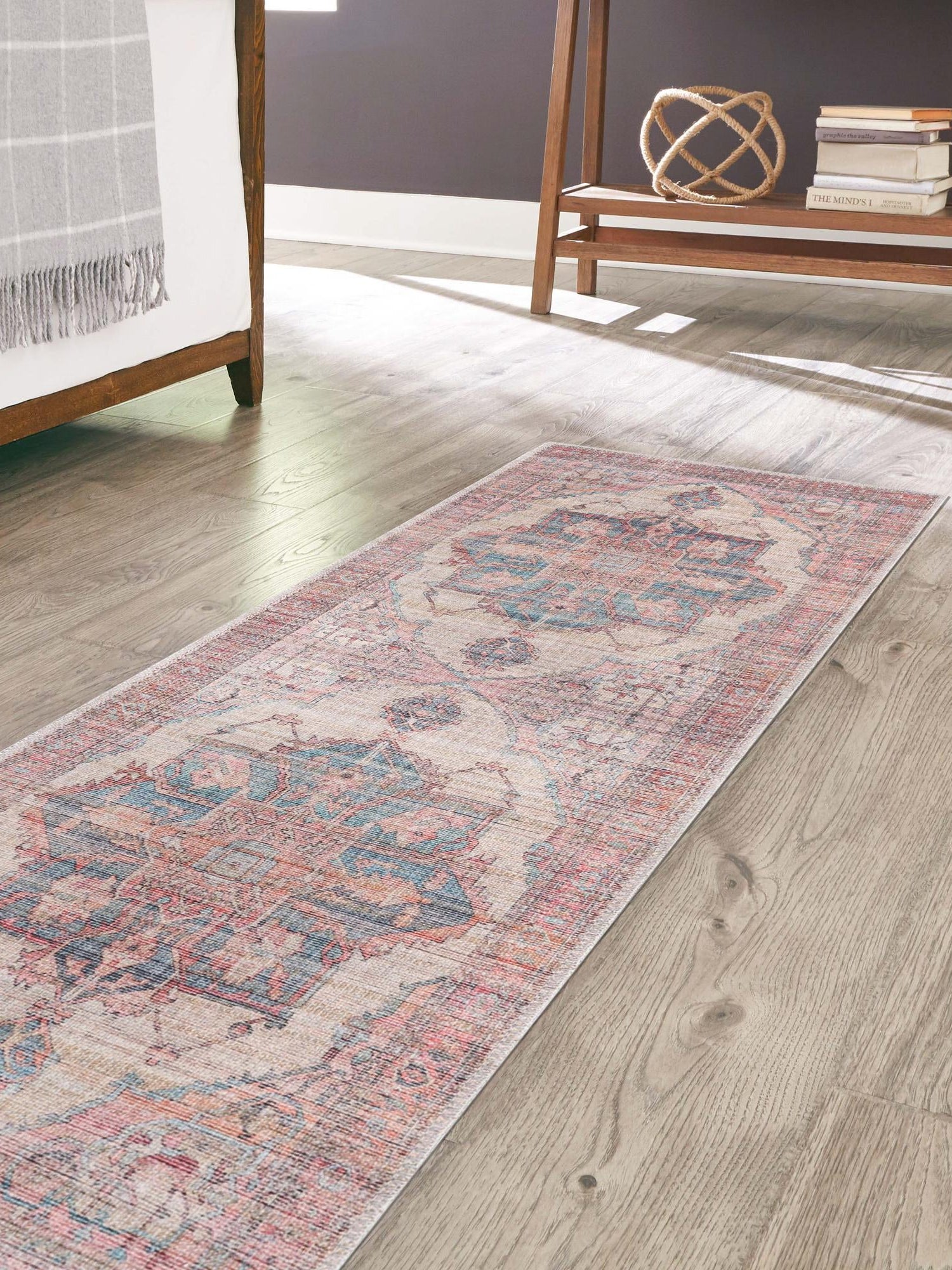 Washable Antique Beige 2' 7 x 12' Nostalgia Runner Area Rug Easy to Clean Stain Resistant & Durable Polyester Chenille Vintage Distressed Carpet for Sale at Rug Engine