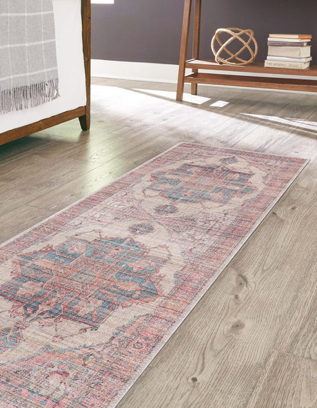 Washable Antique Beige 2' 7 x 12' Nostalgia Runner Area Rug Easy to Clean Stain Resistant & Durable Polyester Chenille Vintage Distressed Carpet for Sale at Rug Engine