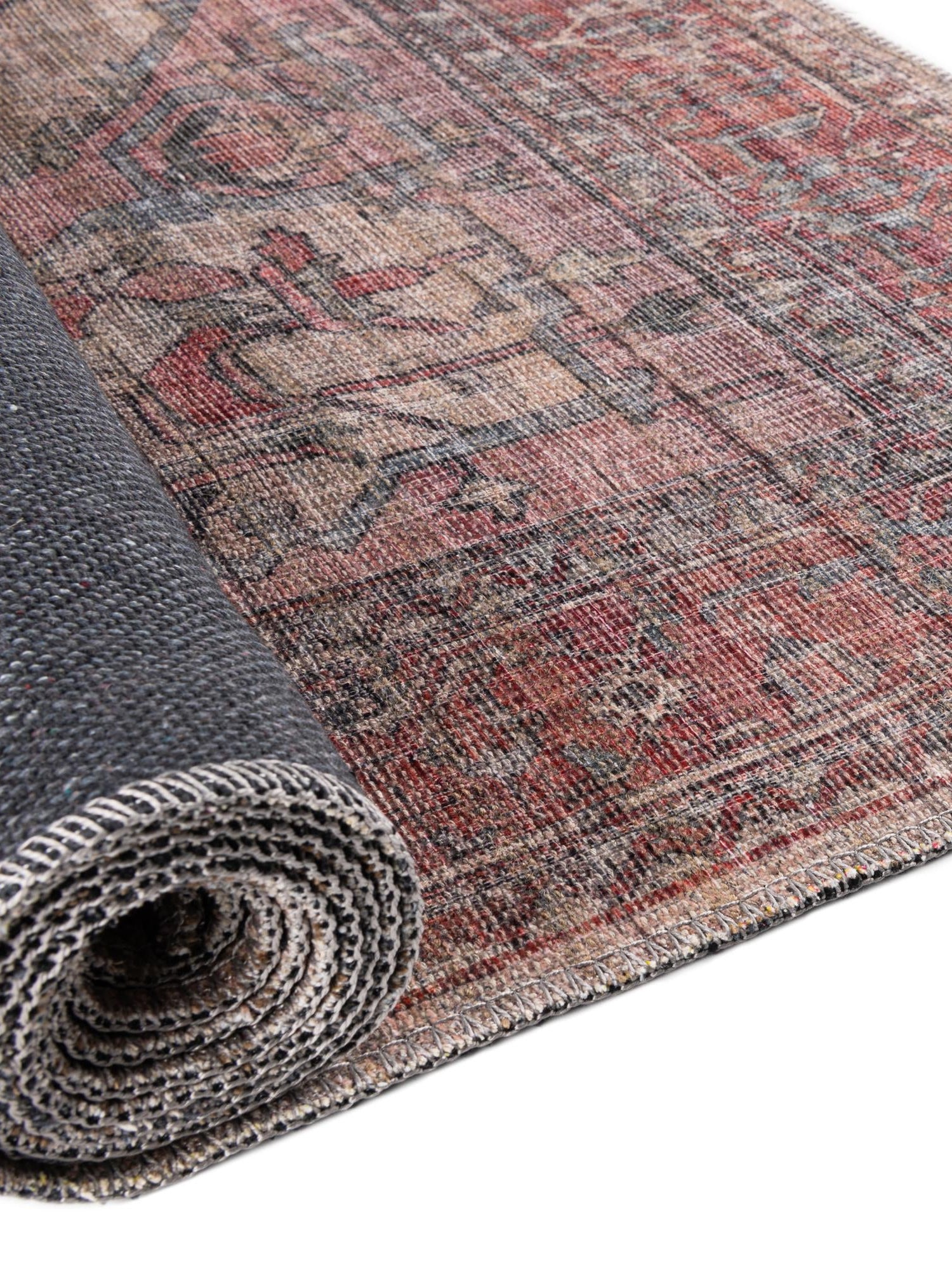 Washable Antique Beige 2' x 6' Nostalgia Runner Area Rug Easy to Clean Stain Resistant & Durable Polyester Chenille Vintage Distressed Carpet for Sale at Rug Engine