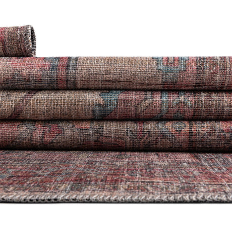 Washable Antique Beige 2' x 6' Nostalgia Runner Area Rug Easy to Clean Stain Resistant & Durable Polyester Chenille Vintage Distressed Carpet for Sale at Rug Engine