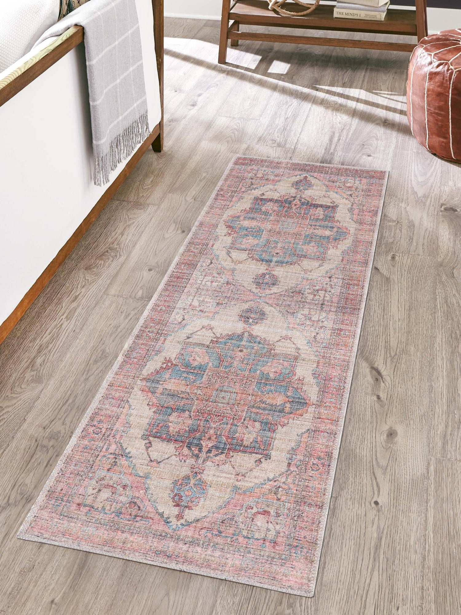 Washable Antique Beige 2' x 6' Nostalgia Runner Area Rug Easy to Clean Stain Resistant & Durable Polyester Chenille Vintage Distressed Carpet for Sale at Rug Engine