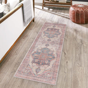 Antique Beige 2' x 6' Nostalgia Washable Runner Rug