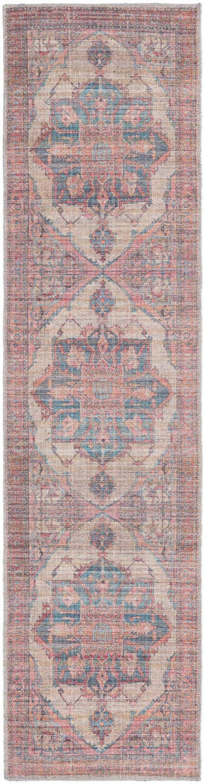 Washable Antique Beige 2' x 7' 10 Nostalgia Runner Area Rug Easy to Clean Stain Resistant & Durable Polyester Chenille Vintage Distressed Carpet for Sale at Rug Engine