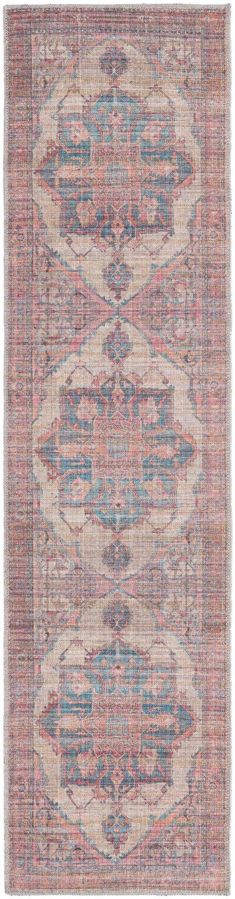 Washable Antique Beige 2' x 7' 10 Nostalgia Runner Area Rug Easy to Clean Stain Resistant & Durable Polyester Chenille Vintage Distressed Carpet for Sale at Rug Engine