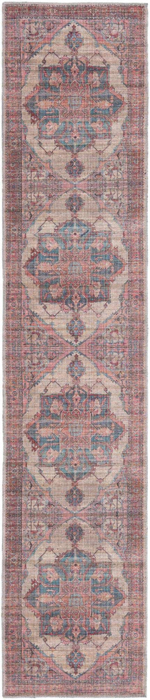 Washable Antique Beige 2' x 10' Nostalgia Runner Area Rug Easy to Clean Stain Resistant & Durable Polyester Chenille Vintage Distressed Carpet for Sale at Rug Engine