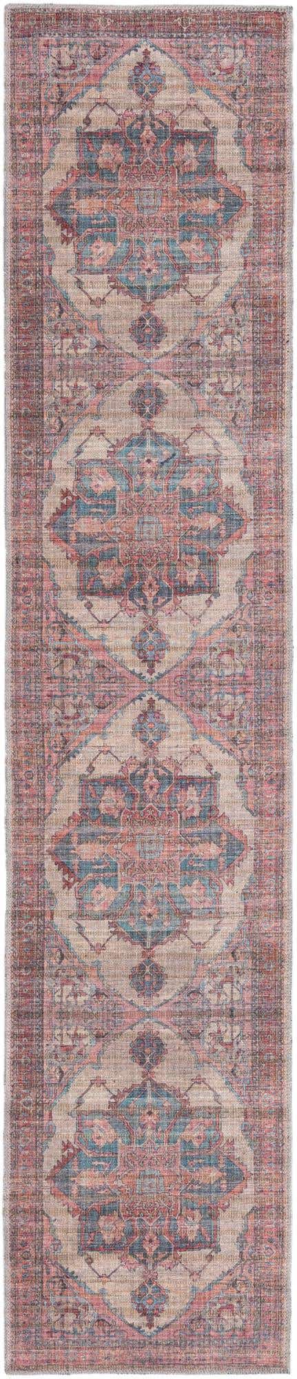 Washable Antique Beige 2' x 10' Nostalgia Runner Area Rug Easy to Clean Stain Resistant & Durable Polyester Chenille Vintage Distressed Carpet for Sale at Rug Engine