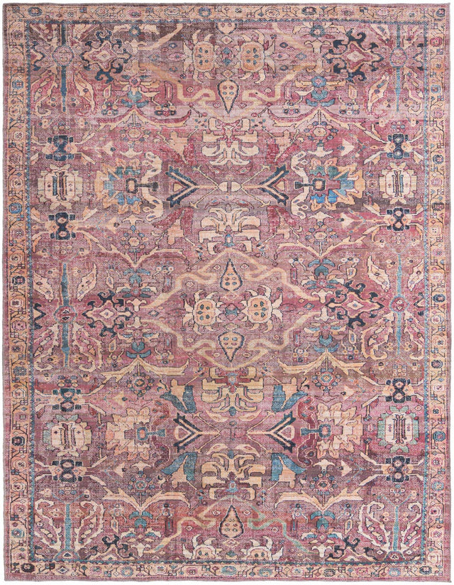 Washable Pink 9' 2 x 12' Nostalgia Rectangle Area Rug Easy to Clean Stain Resistant & Durable Polyester Chenille Vintage Distressed Carpet for Sale at Rug Engine